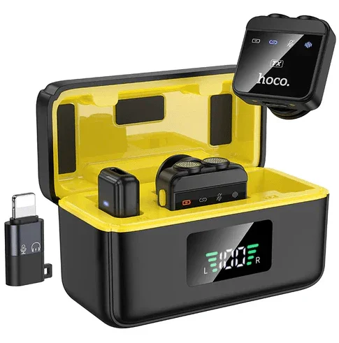 BroDeals Premium Dual Wireless Digital Microphone w/ Lightning & Type C Dual Connector, Magnetic Lapel Microphones