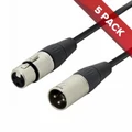 5x Pack of Stage Series Balanced XLR Microphone Cable - 5m