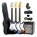 Artist AS1 ST-Style HSS Electric Guitar with 10W Amplifier - Black