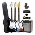 Artist AS1 ST-Style HSS Electric Guitar with 10W Amplifier - Black