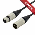 5x Pack of SWAMP Pro-Line Balanced XLR Mic Cable Neutrik AG Plugs - 1m