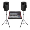 Live PA Value Package - Powered Mixer + 12 Speakers + Stands and Cables"