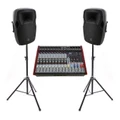 Live PA Value Package - Powered Mixer + 12 Speakers + Stands and Cables"