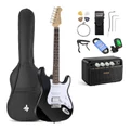 Donner DST-100B Electric Guitar with Mini Amplifier and Accessories - Black