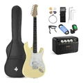 Donner DST-100W Electric Guitar with Mini Amplifier and Accessories - Vintage White