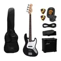 Artist AJB Black J-Style Electric Bass Guitar with Accessories & Amplifier