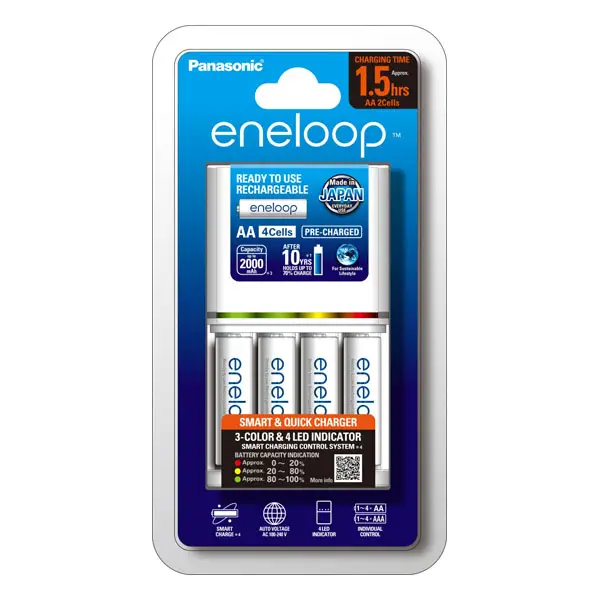 Eneloop 2hr Charger & 4x AA