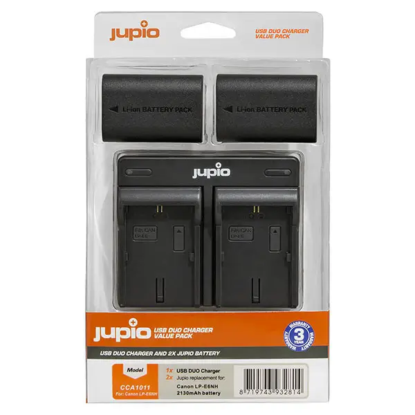 Image of JUPIO Canon LPE6NH Value Pack: 2x Battery LP-E6NH+ USB Charger