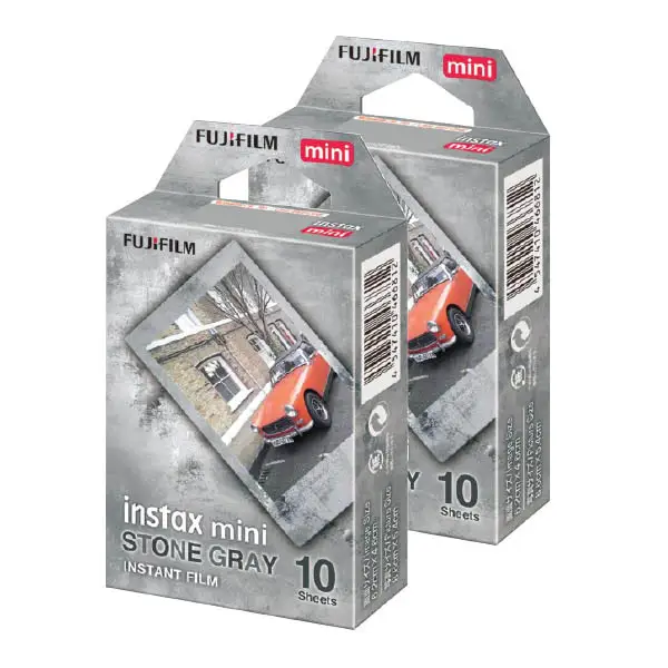 Image of Fuji Instax Mini Instant Film Twin Pack (20 Shots) - Stone Grey Frame