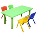 120x60cm Rectangle Green Kids Table and 4 Mixed Chairs
