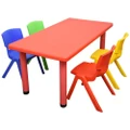 120x60cm Rectangle Red Kids Table and 4 Mixed Chairs