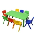 120x60cm Green Rectangle Kids Table and 8 Mixed Chairs