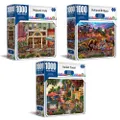 3x 1000pc Crown Grand Bridges/Coast/Cafe Set 68.5cm Jigsaw Puzzles Toys 8+ Kids