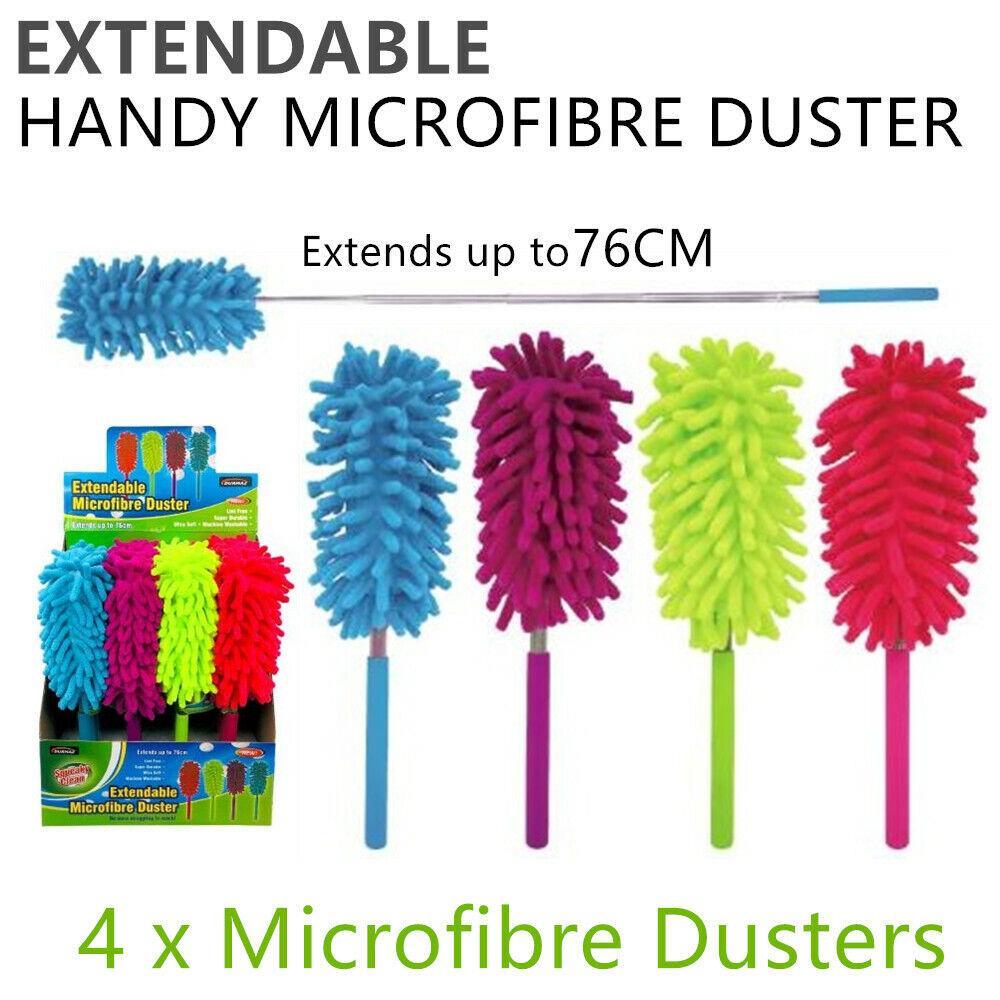 4x Extendable Long Microfibre Duster Extending Mini Microfiber Handy Cleaning