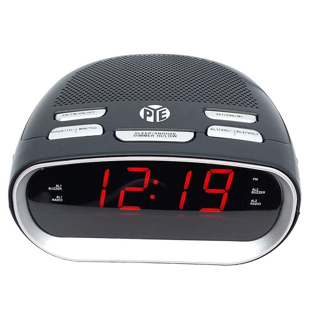 PYE AM/FM Alarm Digital Clock Radio w/LED Display/Snooze for Bedside Table