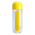 2PCS 500ml Water Bottle 7 Days Week Pill Capsule Case Organizer Leak-Proof Drinking Cup YELLOW