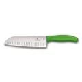 VICTORINOX SANTOKU KNIFE FLUTED EDGE 17cm - GREEN