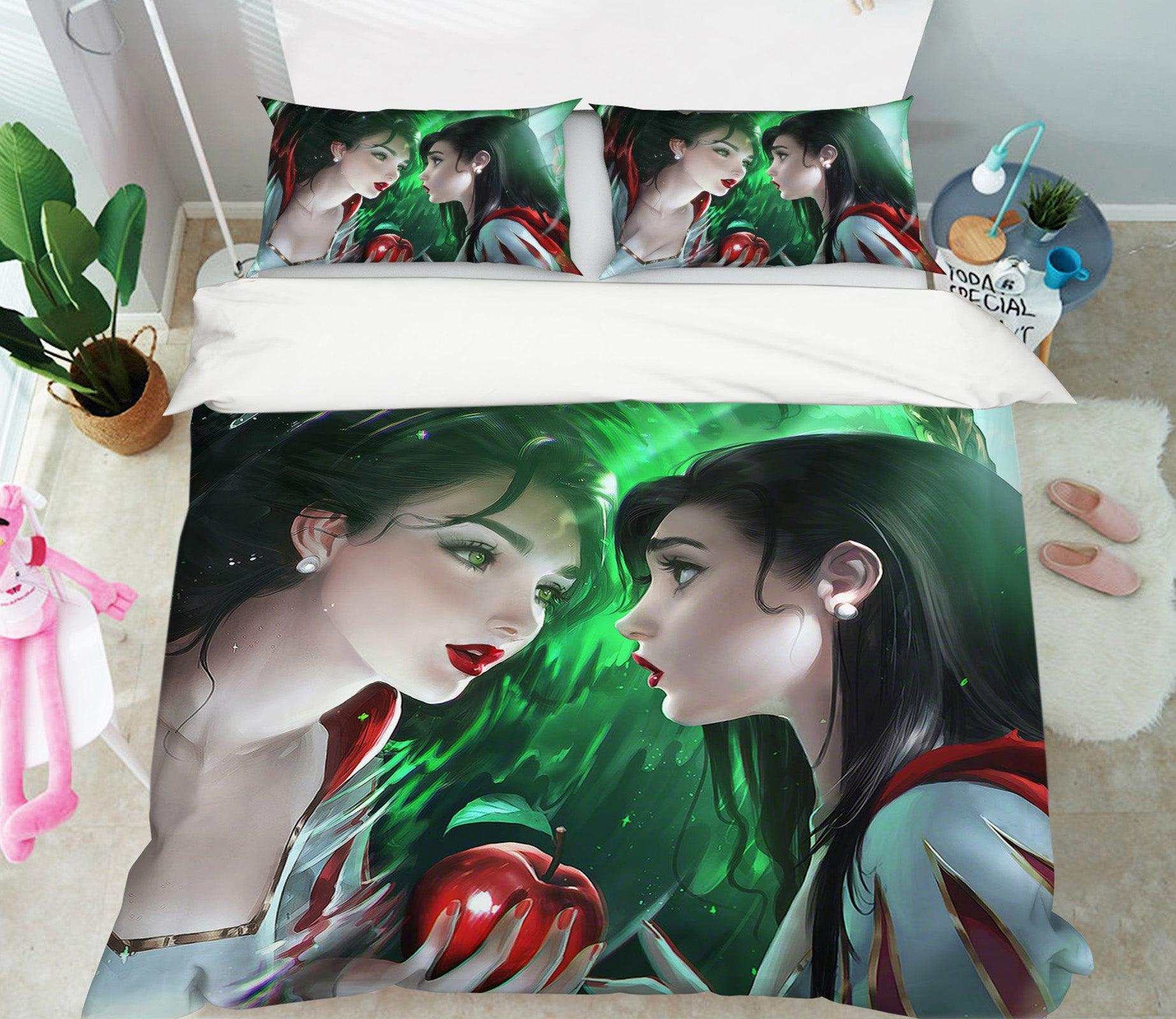 3D Red Apple Girl 195 CG Anime Bed Pillowcases Quilt Cover Set Bedding Set 3D Duvet cover Pillowcases