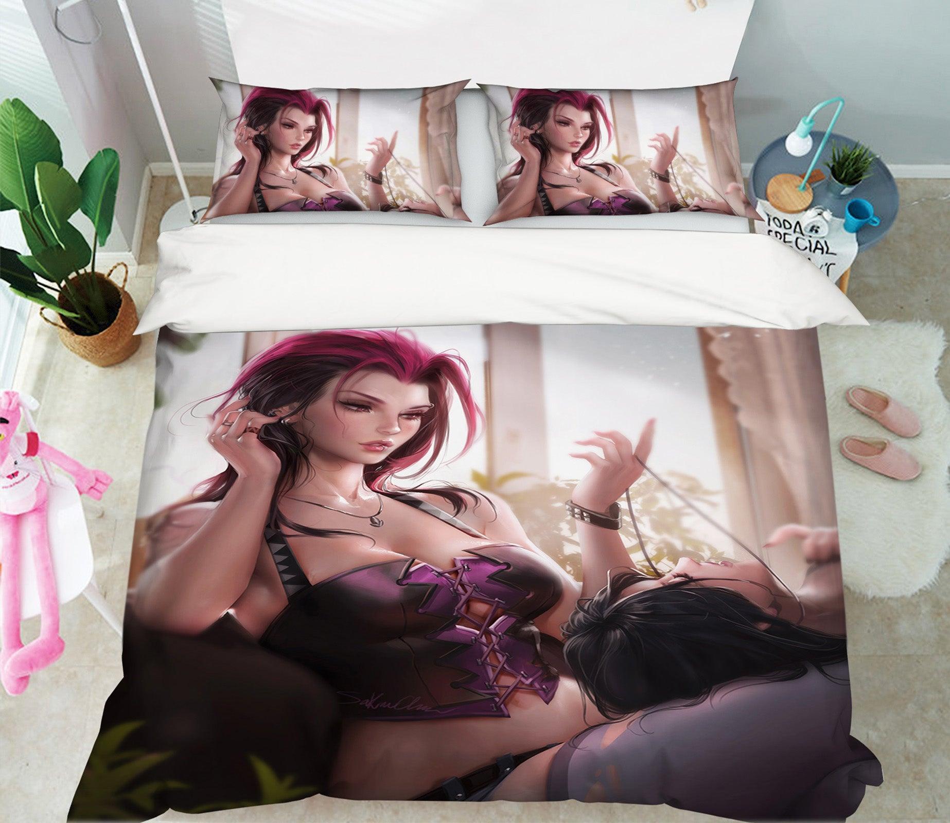 3D Glamour Woman 078 CG Anime Bed Pillowcases Quilt Cover Set Bedding Set 3D Duvet cover Pillowcases
