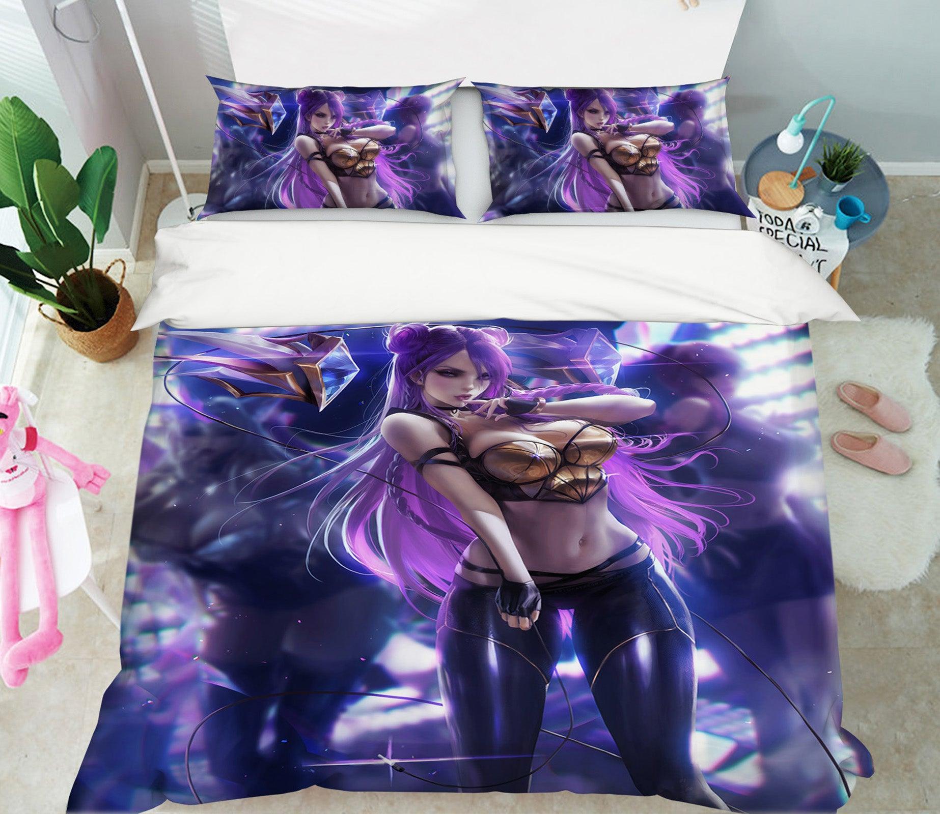 3D Girl Sapphire 069 CG Anime Bed Pillowcases Quilt Cover Set Bedding Set 3D Duvet cover Pillowcases