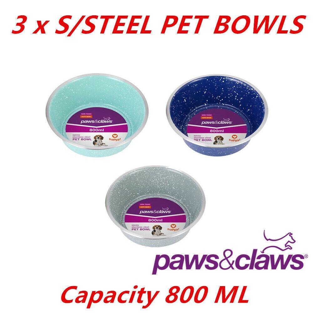 3 x 800ML S/Steel Coop Cup-Pet Puppy Poultry Rabbit Bird Dog Cat Water Food Bowl Feeder