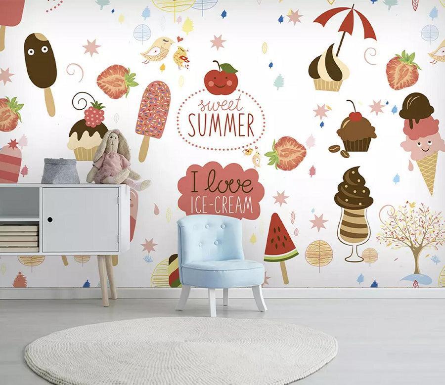 3D Ice Cream Apple WC770 Wall Murals Wallpaper Murals Woven paper (need glue), XXXXL 520cm x 290cm (WxH)(205''x114'')