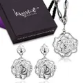 Boxed Spring Flower Long Necklace and Earrings Set Embellished with SWAROVSKI Crystals