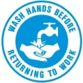 New Brady Floor Marker Wash Hands Before Returning To Work - White/Blue 440Mm