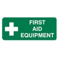 New Brady Emergency First Aid Equipment Sign - White/Green - Polypropylene