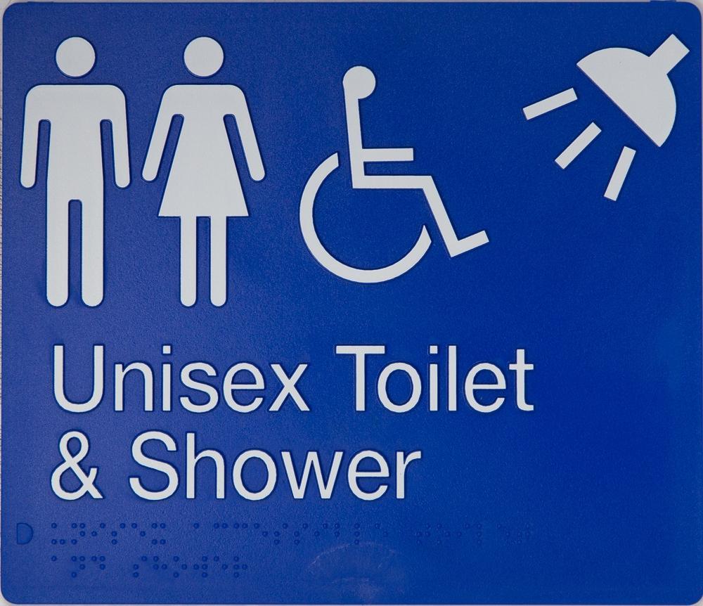 New Best Buy Mfdts Accessible Unisex Toilet and Shower Sign Braille - Blue 210Mm