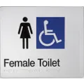 New Best Buy Fdt Female Accessible Toilet Sign Braille - Silver 210Mm X 180Mm