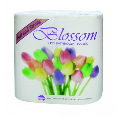 New Abc Blossom Deluxe 000111 Toilet Rolls 250 Sheet - White, 2Ply Polybag (48