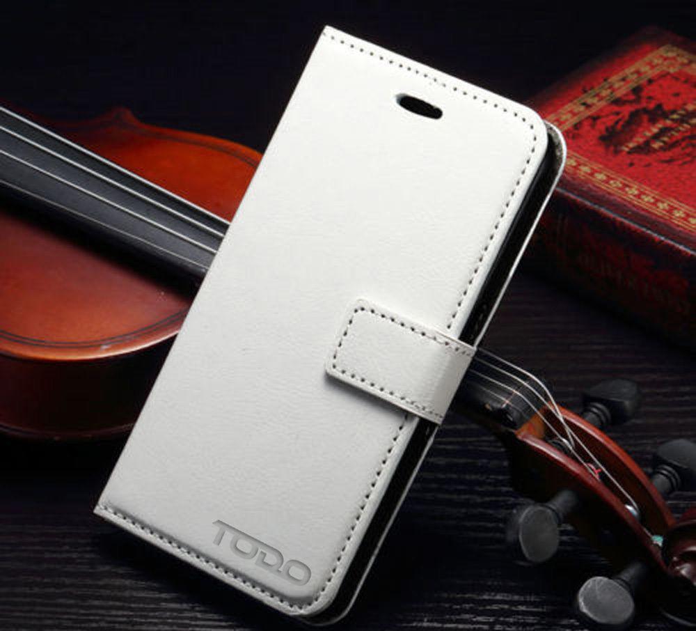 Magnetic Pu Leather Flip Wallet Credit Card Case Holder For Iphone 6 Plus - White