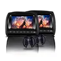 Elinz 2x 9" Headrest DVD Player Car Monitor Pillow Games 1080P USB Sony Lens BLACK