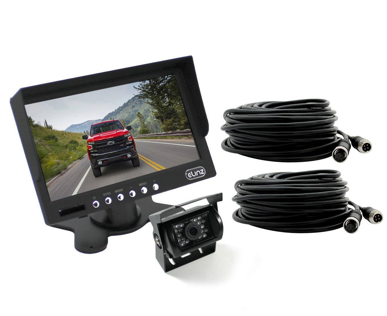 Elinz 7" LCD Monitor HD 12V/24V 4PIN IR LED CCD Reversing Camera Car Truck Caravan