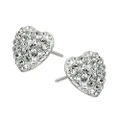Women 12mm 925 Sterling Silver Pave Heart Stud Earrings w/Swarovski Crystals