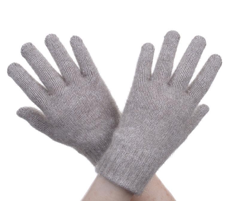 Mocha Possum Merino and Silk Full Finger Gloves
