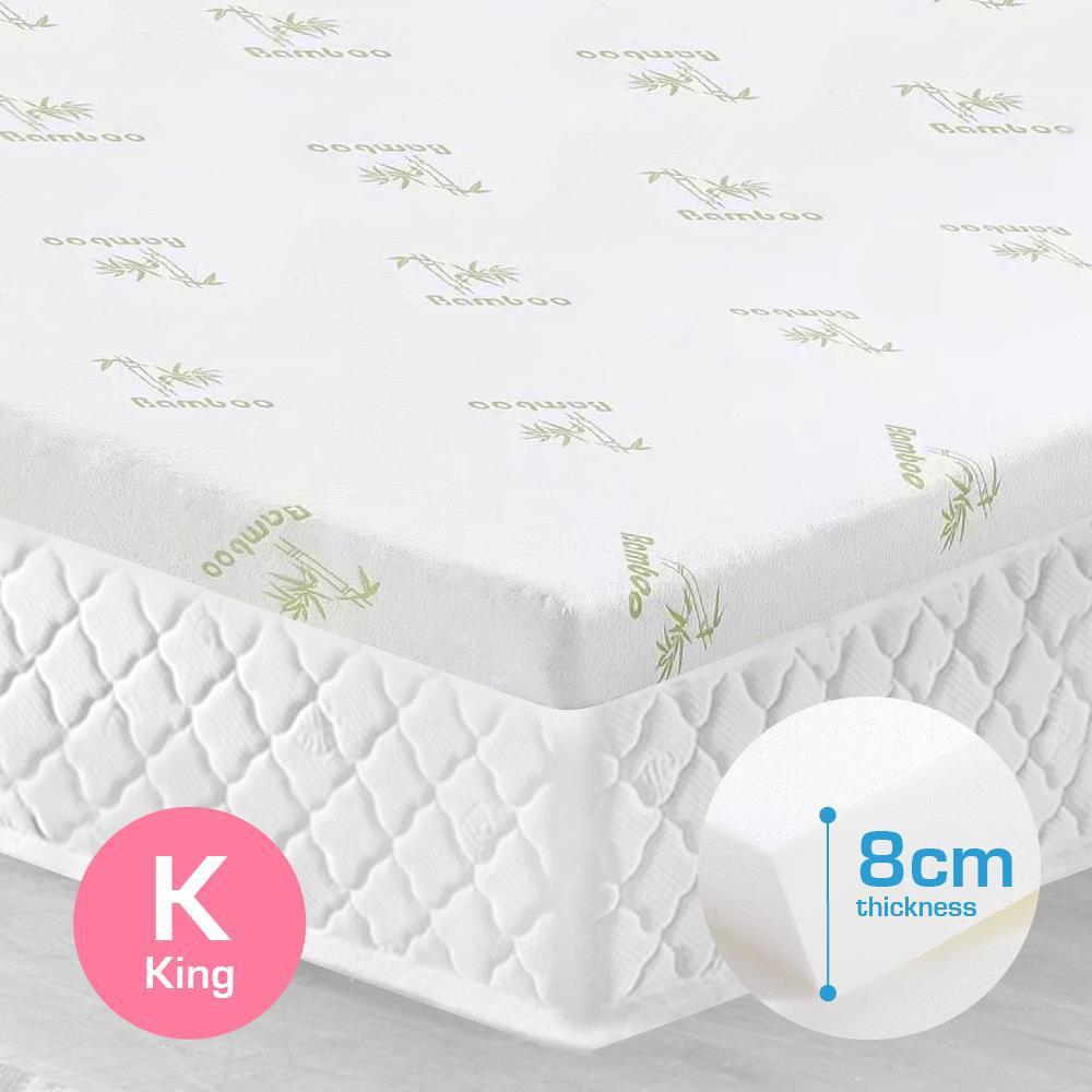 King Size 8cm Bamboo Fabric Memory Foam Mattress Topper Protector Fabric Cover