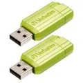 2PK Verbatim 16GB PinStripe USB 2.0 Drive/Pen Drive For Windows/Mac/Linux Green