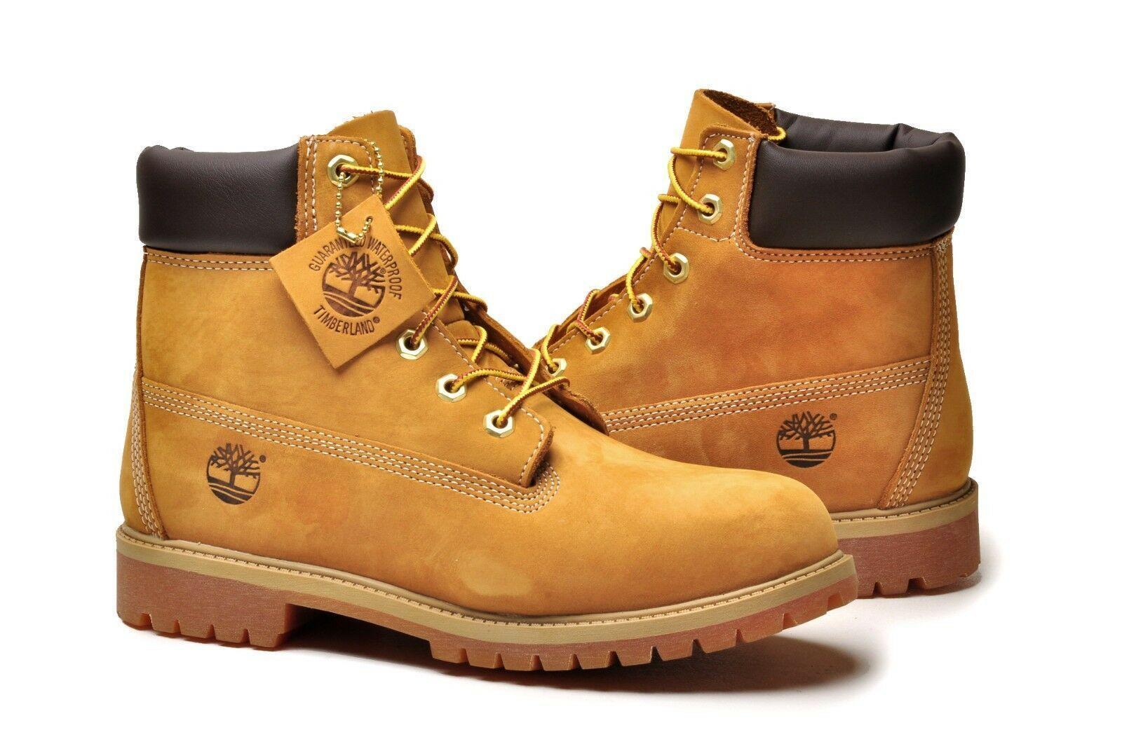 Timberland Womens Premium 6"" Waterproof Leather Boots Shoes - Wheat Nubuck - US 10
