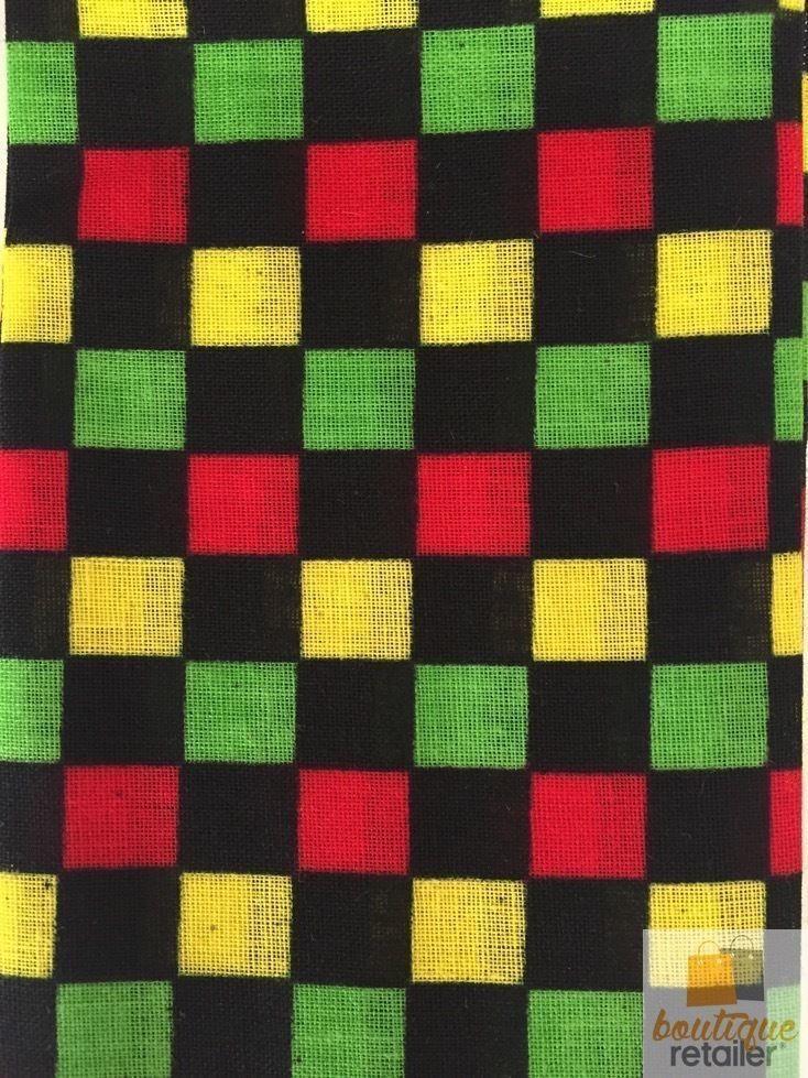 15x BULK BANDANA Paisley 100% COTTON Head Wrap Bandanna Head Wrap Summer Scarf - Chess Check (Yellow/Green/Red/Black)