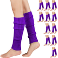 12x LEG WARMERS Knitted Womens Costume Neon Dance Party Knit 80s BULK - Eggplant