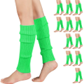 12x LEG WARMERS Knitted Womens Costume Neon Dance Party Knit 80s BULK - Fluro Green
