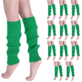 12x LEG WARMERS Knitted Womens Costume Neon Dance Party Knit 80s BULK - Green