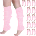 12x LEG WARMERS Knitted Womens Costume Neon Dance Party Knit 80s BULK - Light Pink