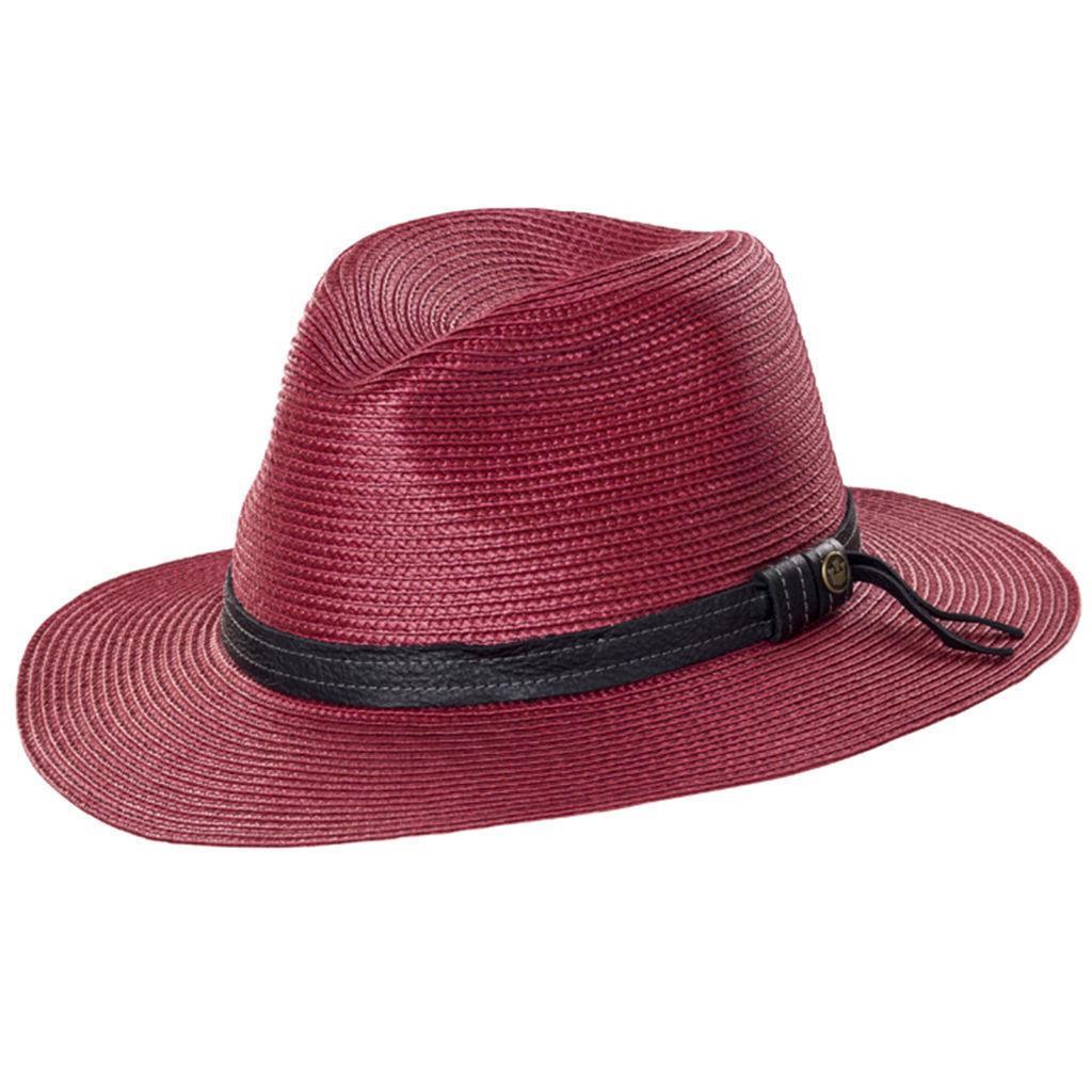 GOORIN BROTHERS Dawn Summer Braid Fedora Hat Cap Bros 100-9217 Wide Brim - Red - L