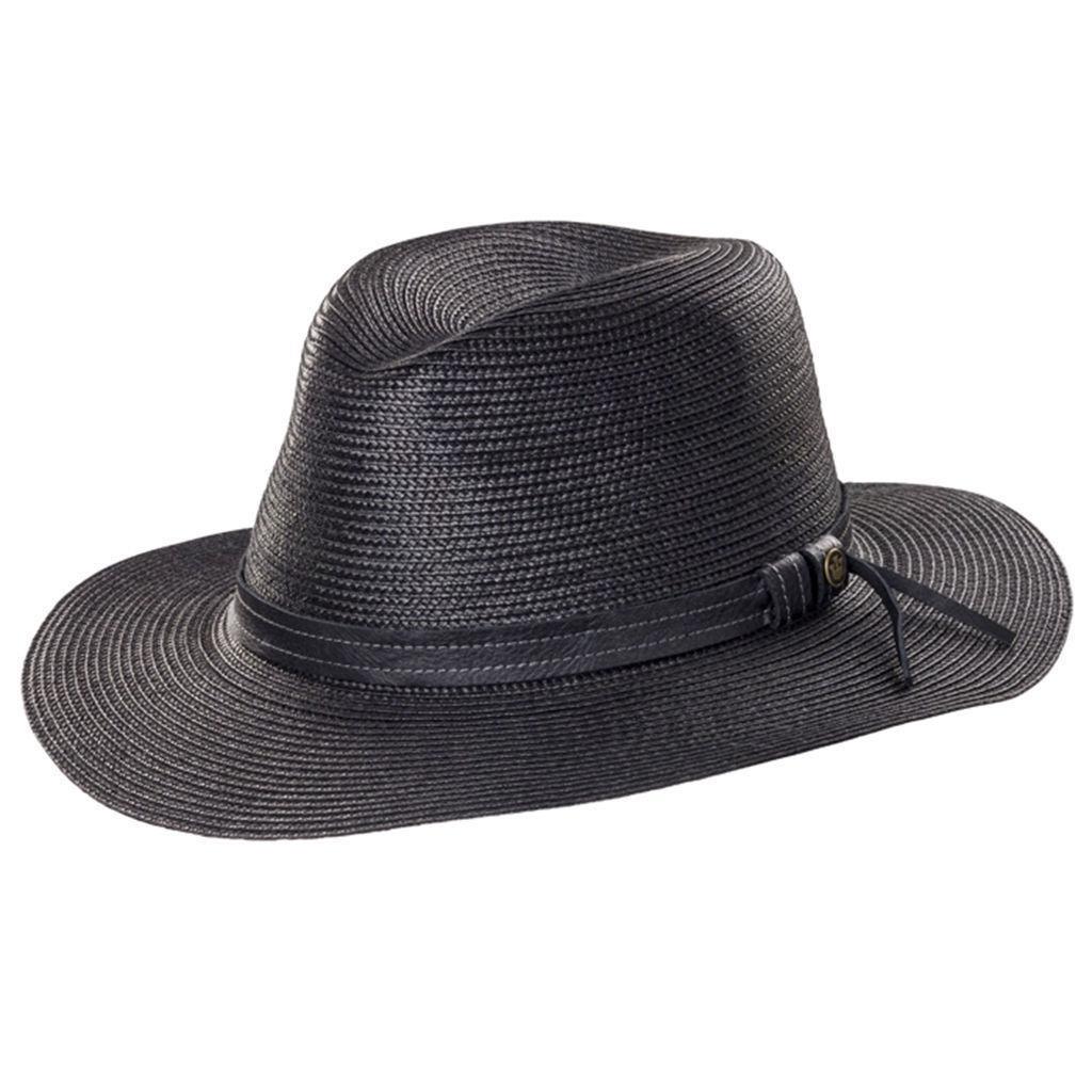 GOORIN BROTHERS Dawn Summer Braid Fedora Hat Cap Bros 100-9217 Wide Brim - Black - M