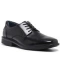 HUSH PUPPIES HEATHCOTE Leather Everyday Shoes Lace Up Extra Wide Work Business - Black - UK 6
