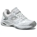 Lotto Womens Raptor Clay Leather Tennis Shoes En Tout Cas - White/Grey/Silver - US 7.5