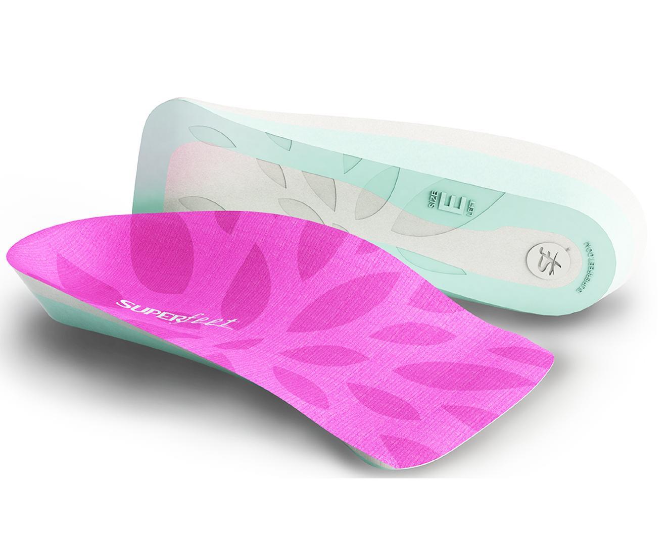Womens Superfeet Me 3/4 Length Insoles Inserts Orthotics Arch Support Cushion - Blush - B (4.5-6)